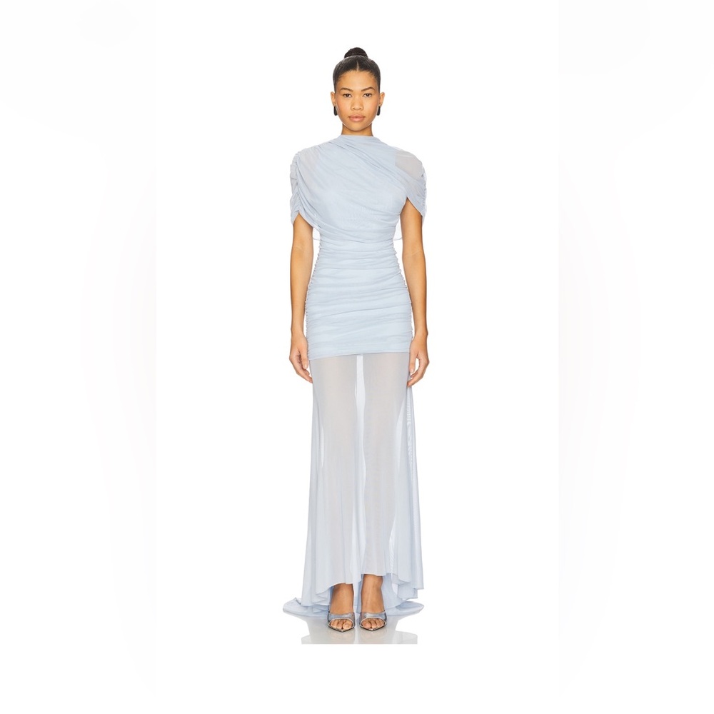 Amanda Uprichard x REVOLVE Evian’s Mesh Gown in Baby Blue